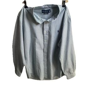 Ralph Lauren Classic Fit Button Down Shirt Men's Plaid Check Long Sleeve Size L